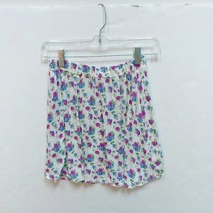 LUSH floral white purple blue skirt size S
